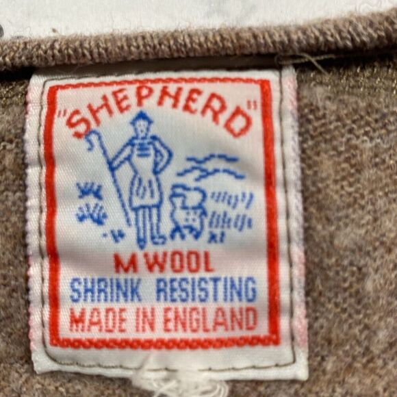Vintage Sheperd Wool Crew‎ Neck Pullover Sweater Light Brown M - Picture 8 of 9